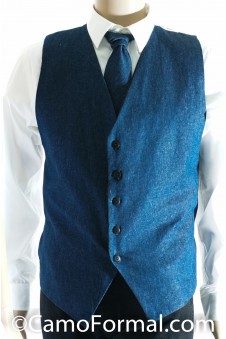 Men's Denim & Camo Vest & Tie 