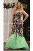 3808 Giselle strapless mermaid shown in Realtree APG and Kiwi Tulle